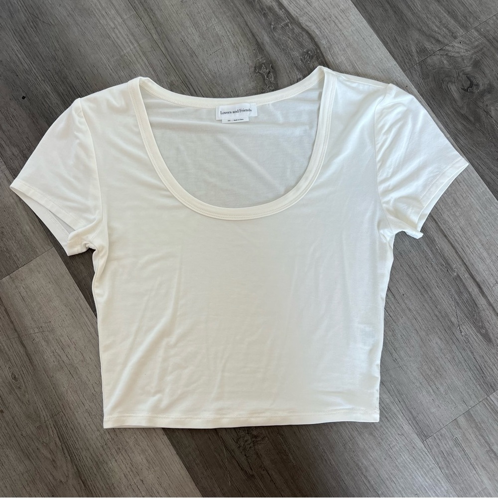 Lovers and Friends White Cropped Cotton Tee